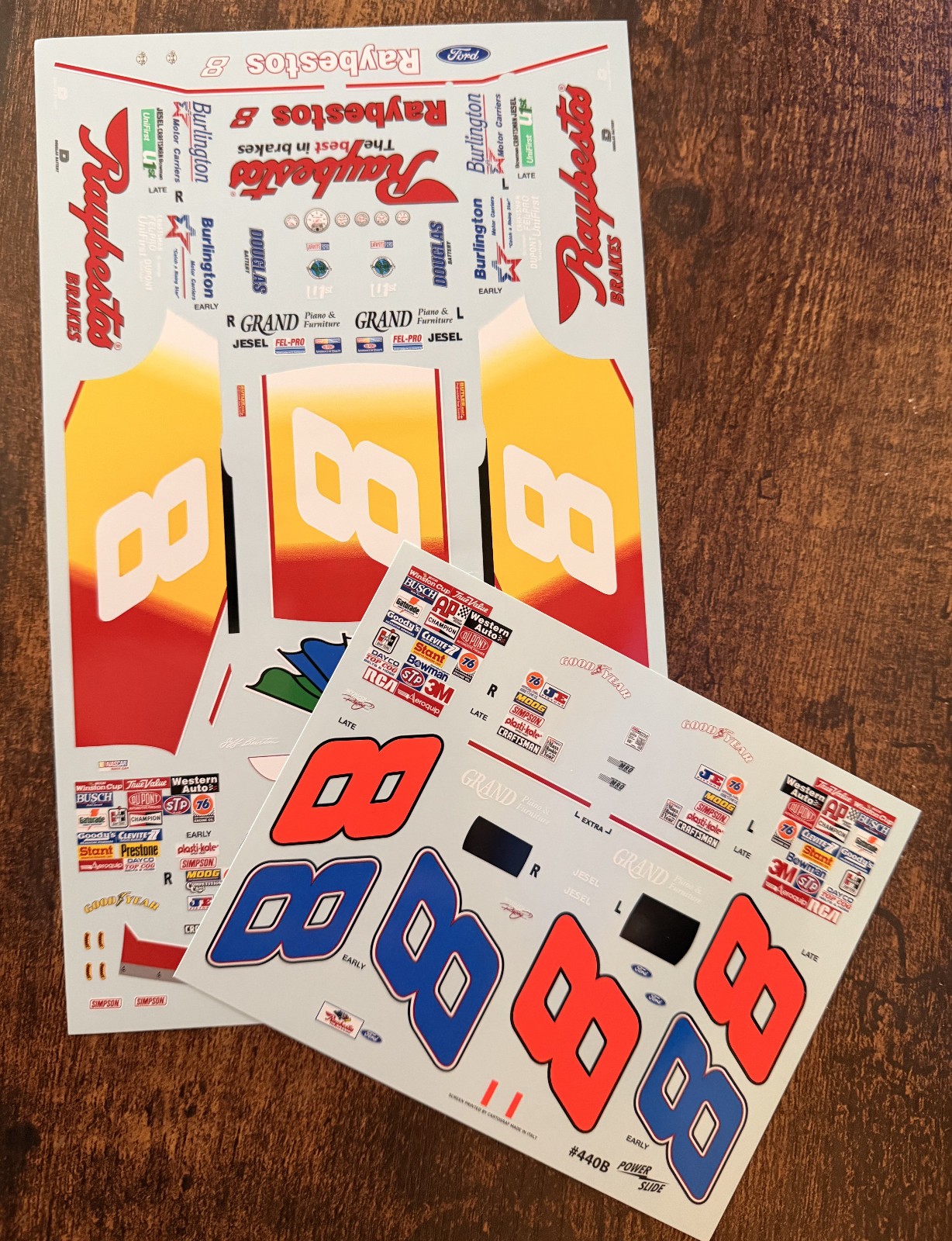 1/24 POWERSLIDE 1995 #8 JEFF BURTON RAYBESTOS BRAKES FORD NASCAR DECAL