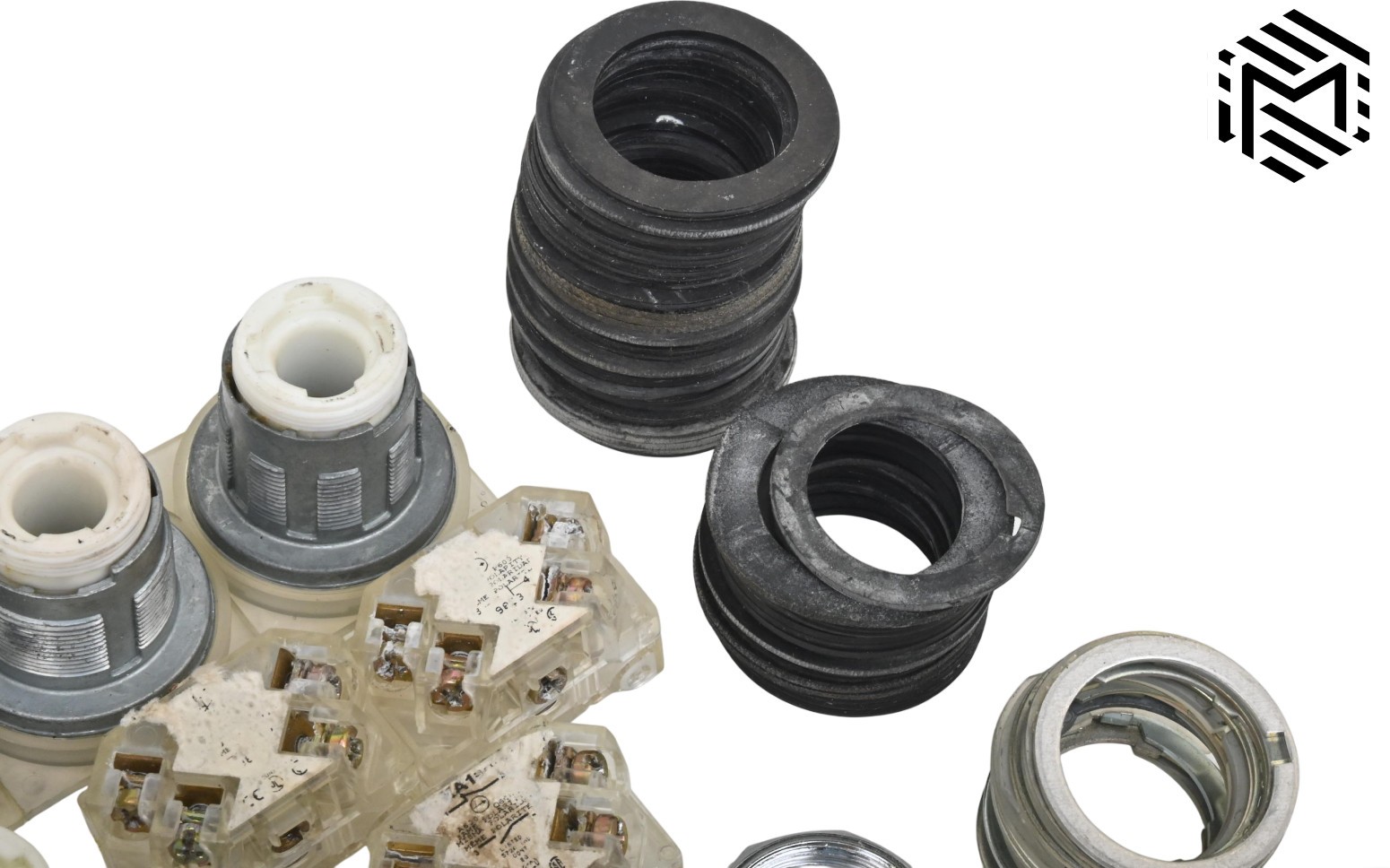 Assorted Square D Selector Switch Parts - Operators, Mounting Nuts, Contacts