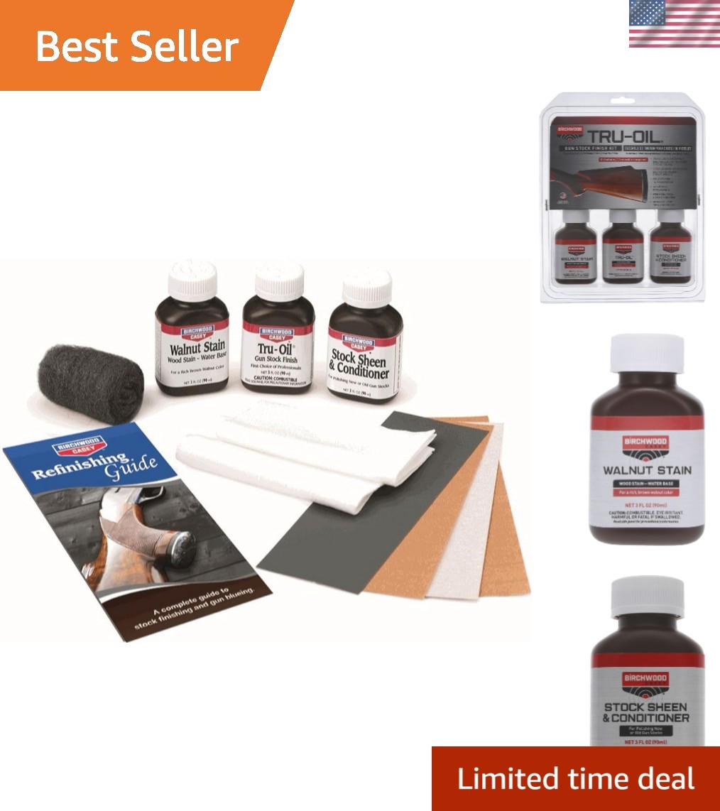 All-in-One Gun Stock Refinishing Kit with Walnut Stain & Conditioner - 9oz