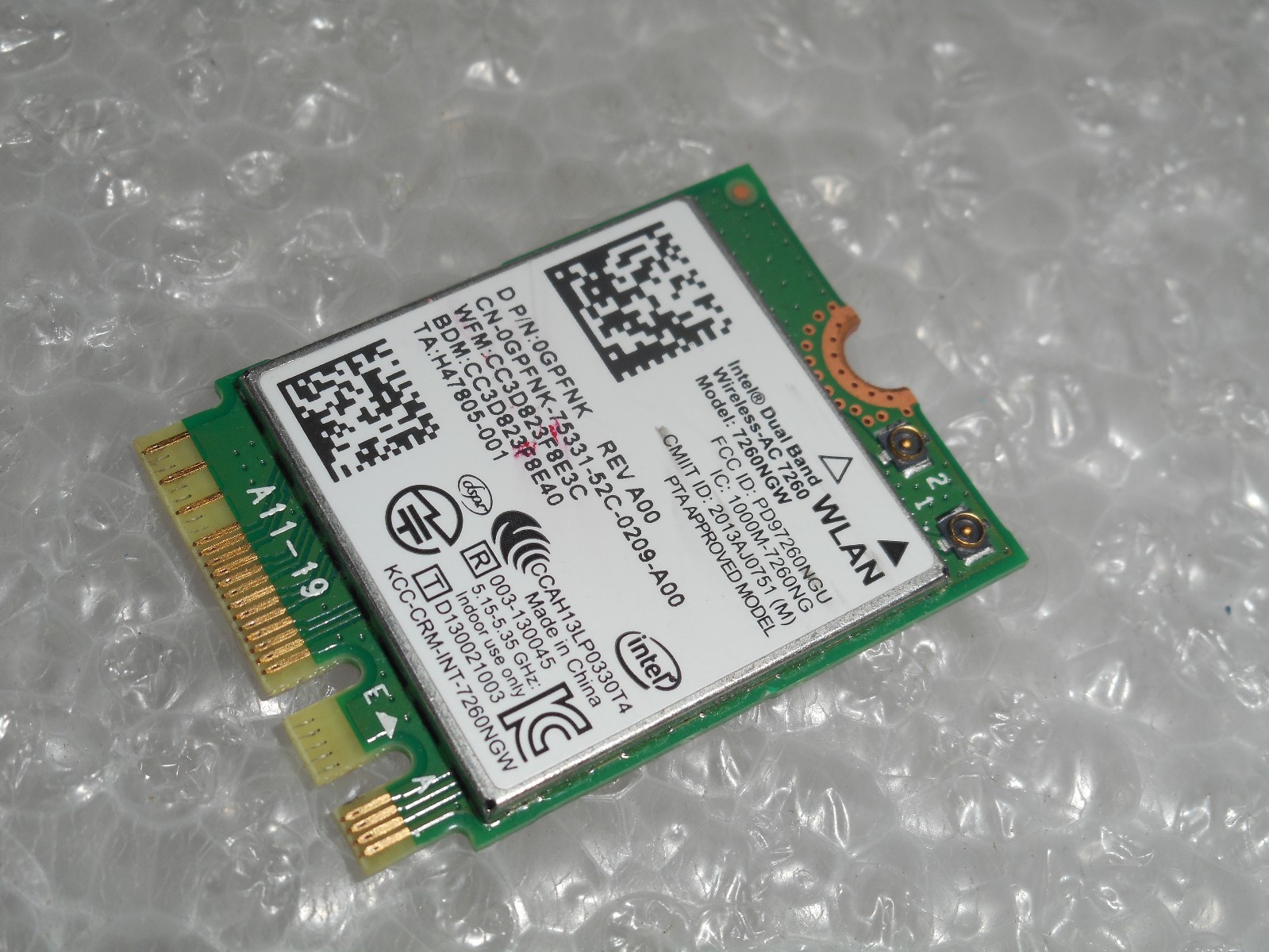 Intel Wireless 7260 WiFi 802.11 ac/a/b/g/n + Bluetooth 4.0 Dual Band M.2 GPFNK