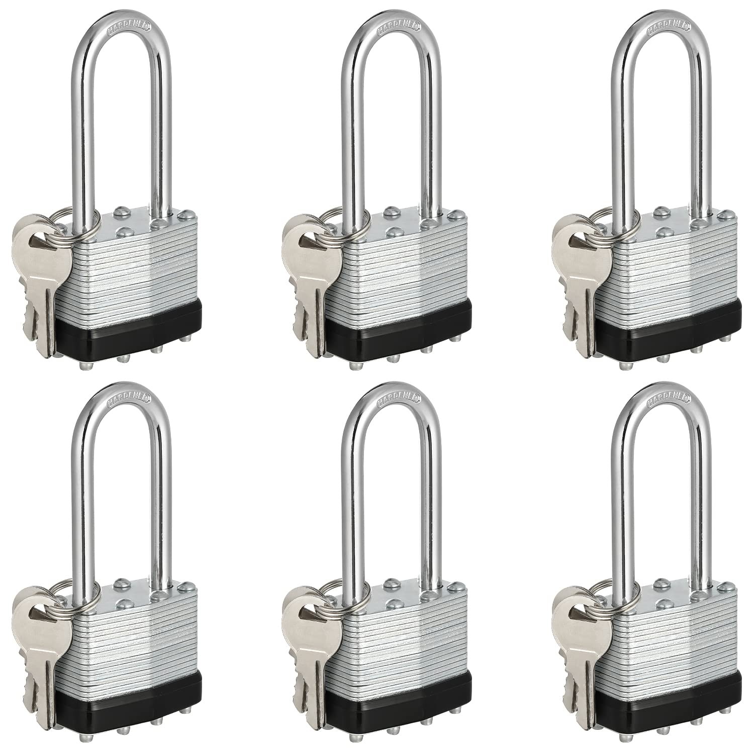 Keyed Alike Padlocks, Laminated Heavy Duty Padlocks Keyed Alike Set of 6, Key Lo