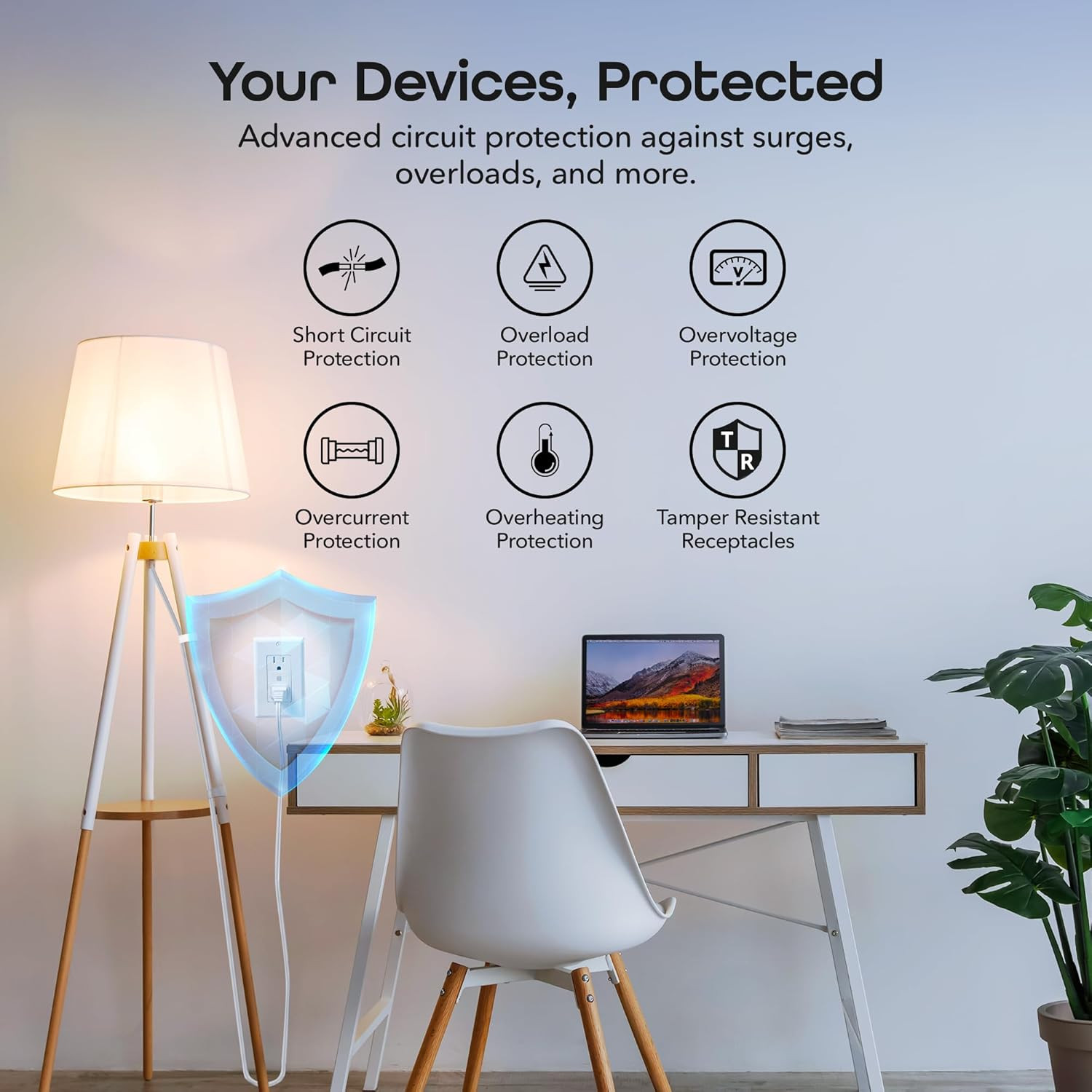 Smart Wifi In-Wall Outlet, White, 4 Pack – 2 Smart Outlets per Plug, Compatible