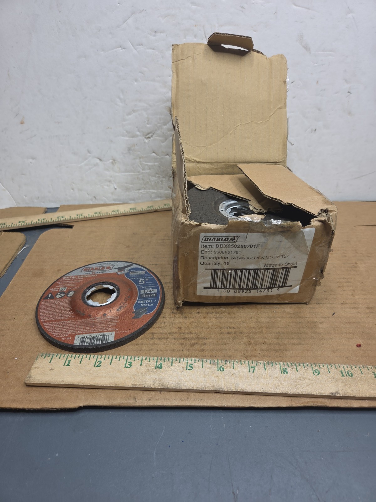 Qty: 10 DIABLO DBX050250701F 5"  Type 27 7/8 Arbor X-LOCK Metal Grinding Disc