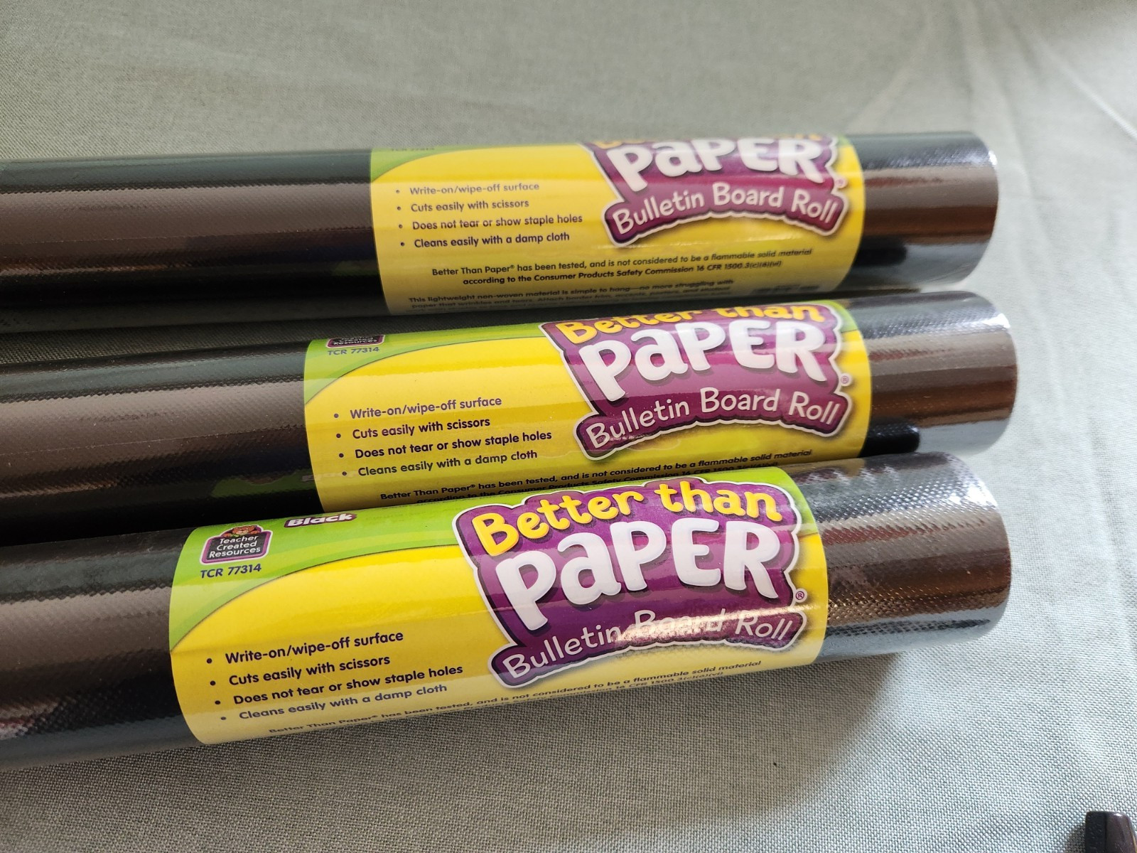 (3) Fun Size Vertical Black Wood Better Than Paper Bulletin Board Roll Large
