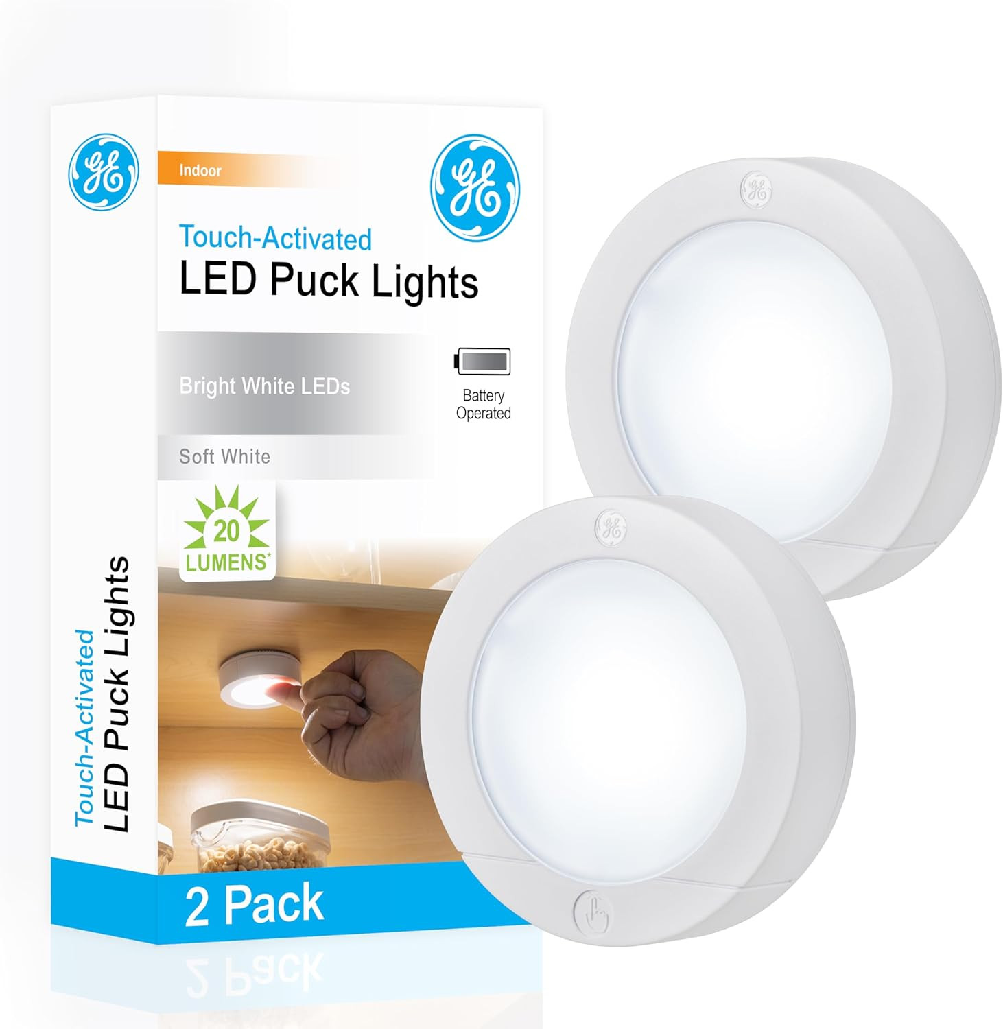 Wireless LED Tap-Lights, Battery Operated, 20 Lumens, Touch-Activated Puck Light