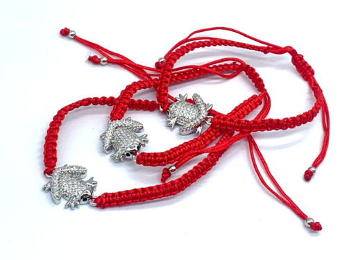 3 Pieces Bracelet Red Braided Textile Frog Plated Color Gift