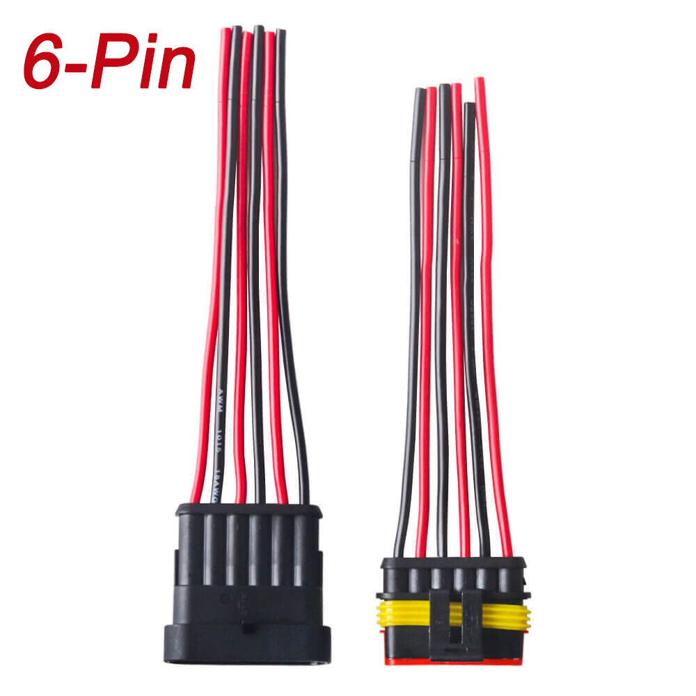 2/3/4/6-Pin Way Car Waterproof Male Female Electrical 18AWG Wire Connector Plug
