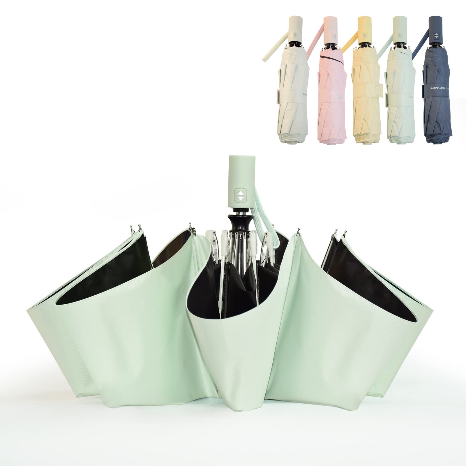 SY COMPACT Travel Umbrella Windproof Automatic 38 inch, Mint Green