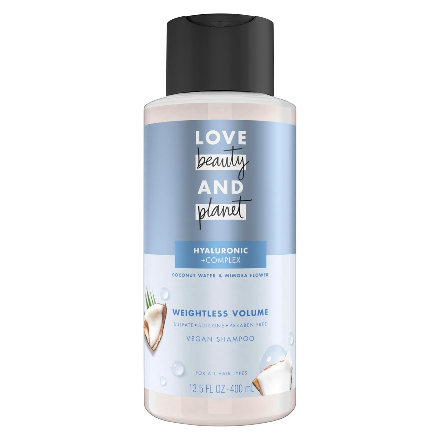 Love Beauty and Planet Weightless Volume Shampoo with Hylauronic Acid Coconut Wa