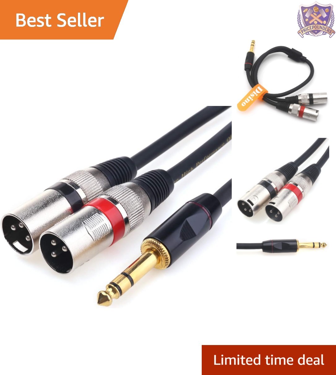 Audio Splitter Cable 1/4 Inch Stereo to Dual XLR Male 3.3 FT for Mixer