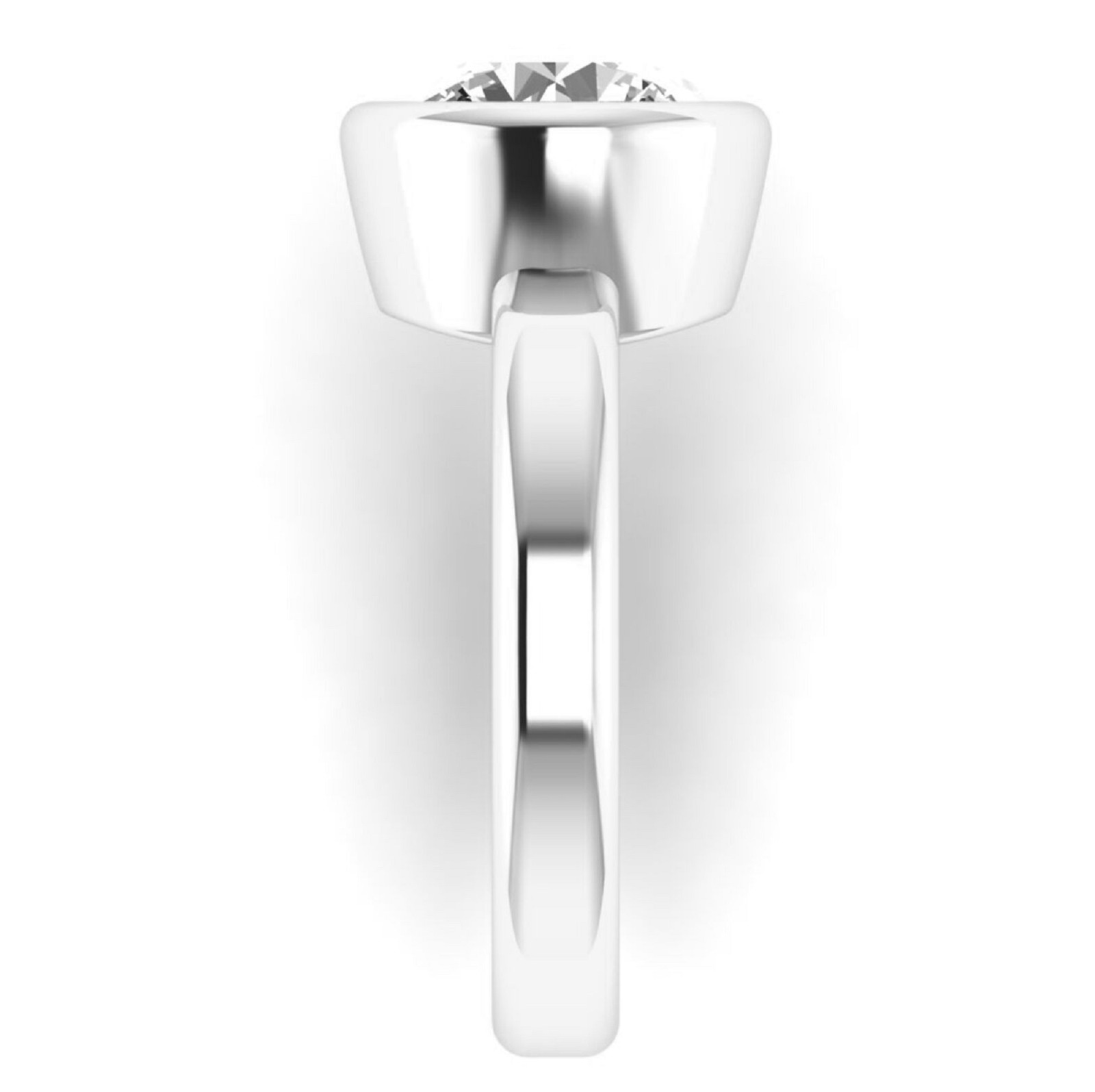 10 mm Round Cut Bezel Setting, 14K Solid White Gold Wedding Ring Setting