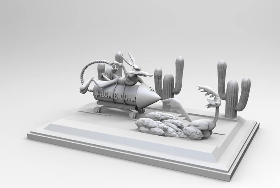 UNPAINTED Roadrunner & Coyote Looney Tunes Diorama 3d Printed Model Kit