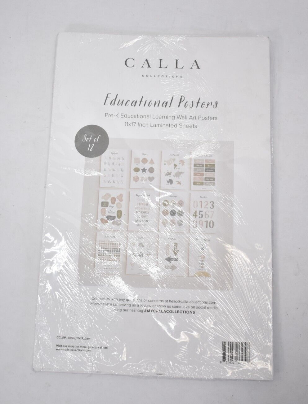 Calla Collections Laminated Pre-K Educational Posters Wall Stickers 12 Pack