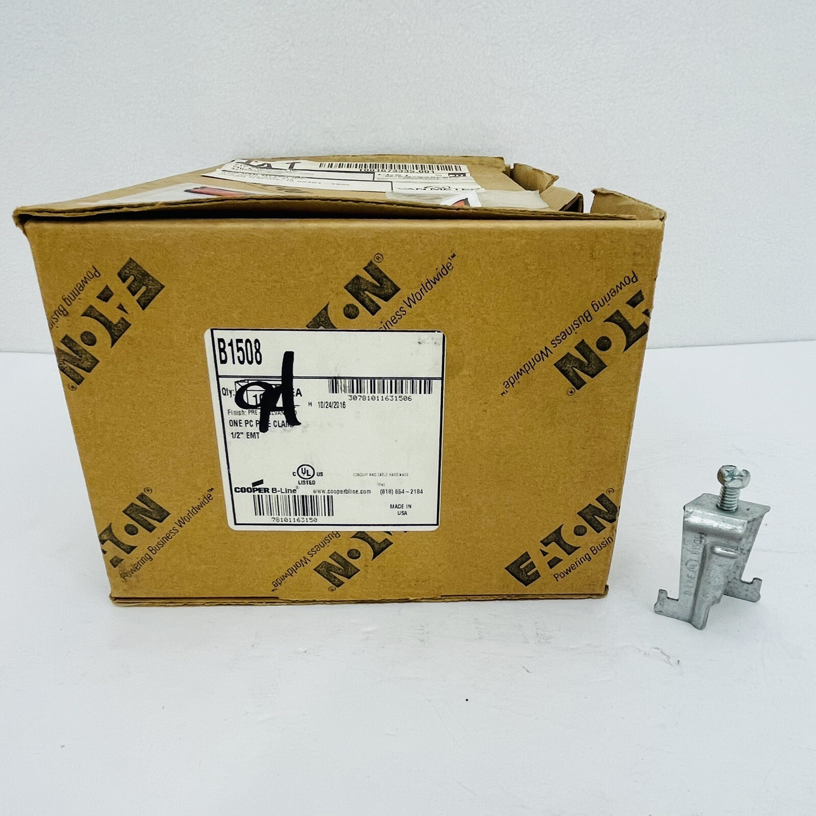 (10) Cooper B-Line B1508 1/2” EMT 1-Piece Strut Pipe Clamp Galvanized ~NEW~