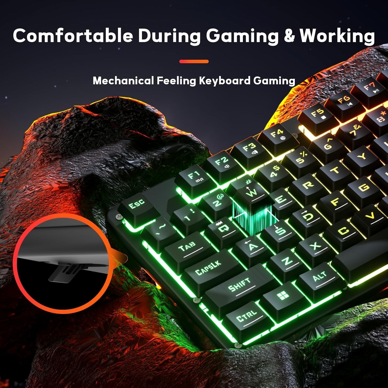 Wired Mechanical Keyboard K521 with Vibrant Rainbow Backlighting