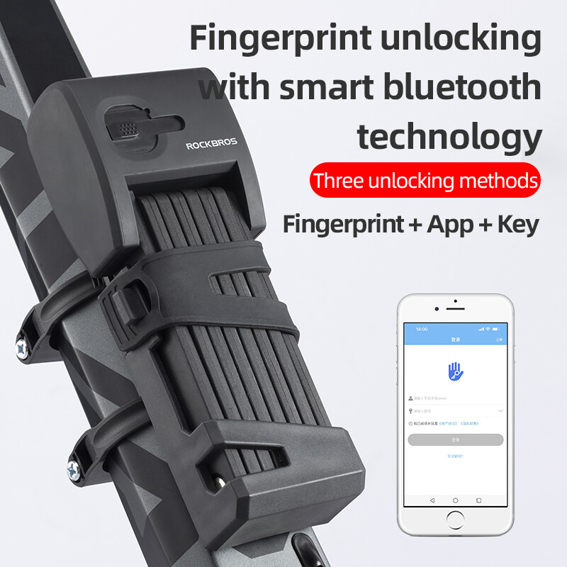 ROCKBROS Bike Lock Motorcycle Folding Lock Mountain Bike Fingerprint Smart Lock