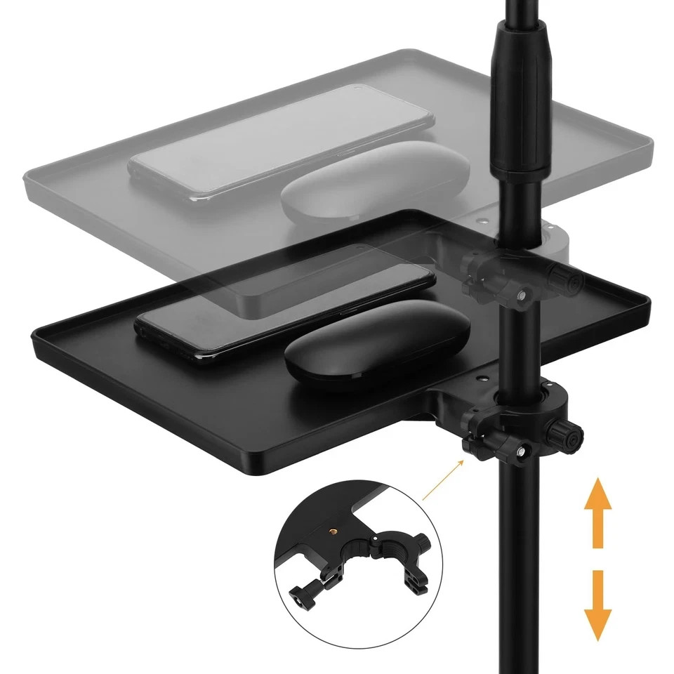 RTNLIT Microphone Music Stand Tray, Adjustable Clamp On Rack Tray Holder with...