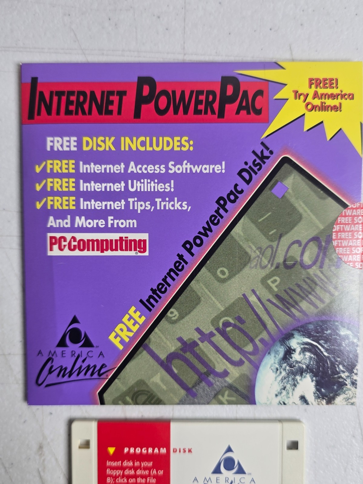 AOL America Online Version 2.5 Floppy Disk Internet PowerPac PC Computing Vtg
