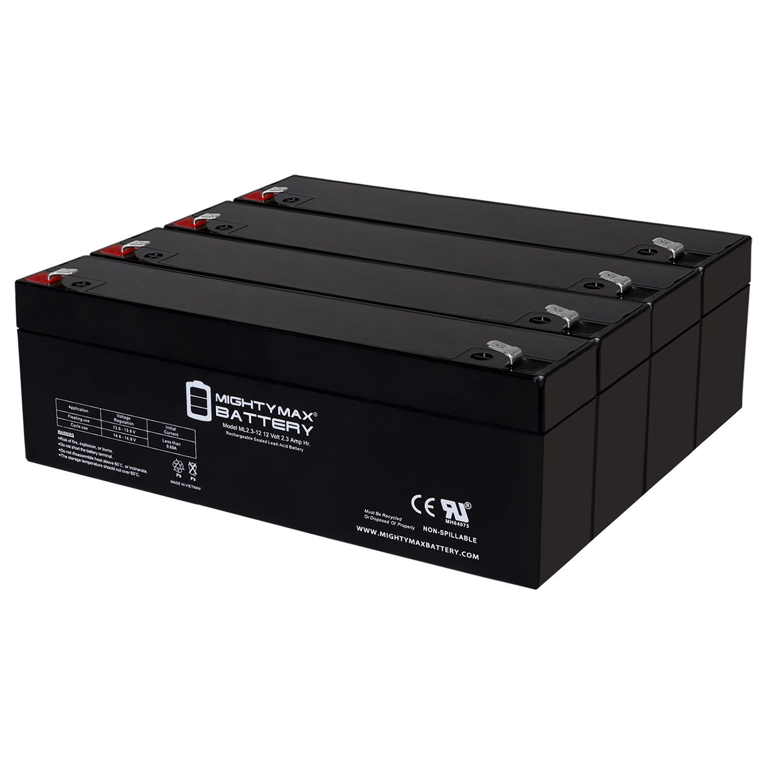 Mighty Max 12V 2.3AH F1 SLA Battery Replaces EXP1223 DR Trimmer Battery - 4 Pack