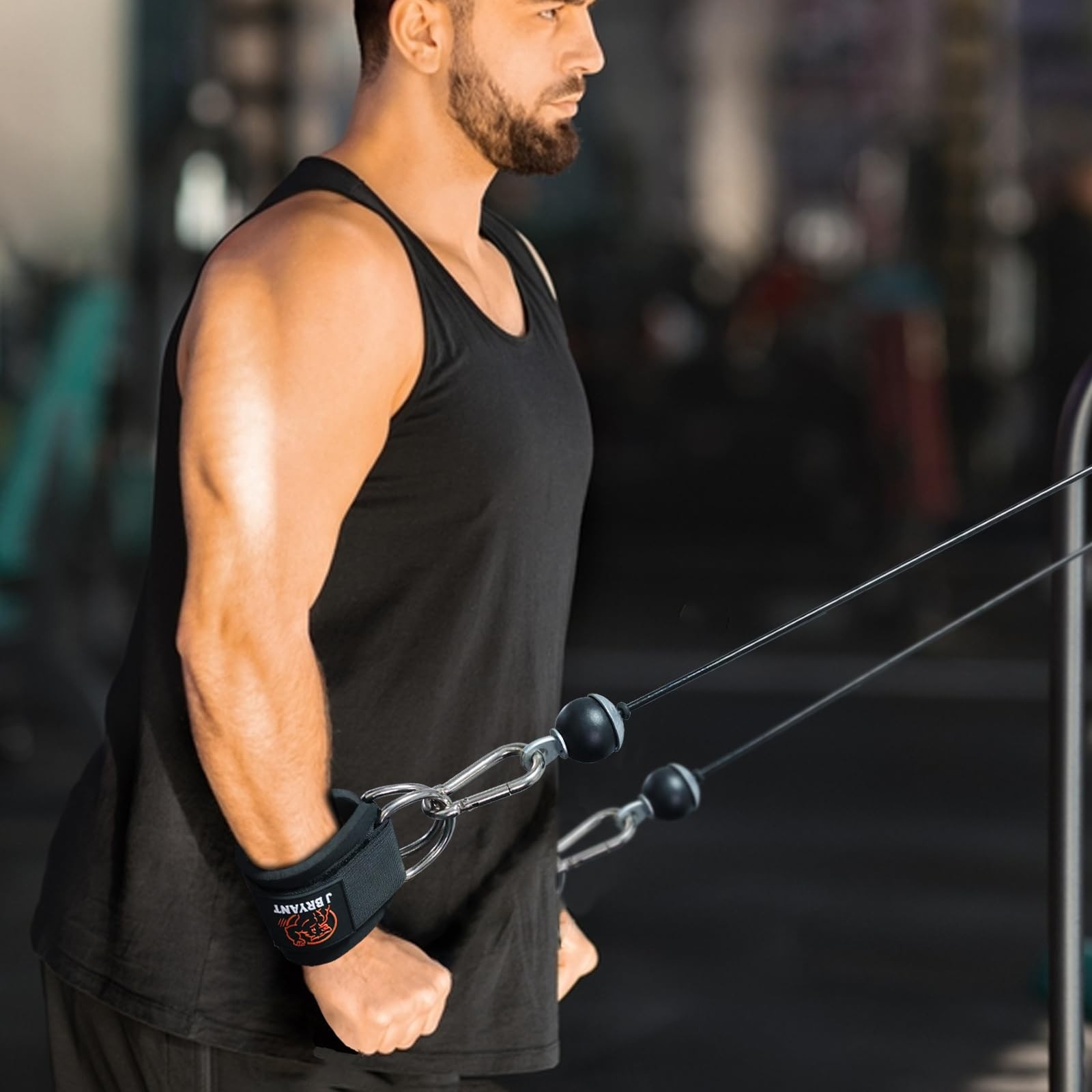 Wrist Cuffs for Cable Machine Workouts – Padded Wrist Straps with Reinforc