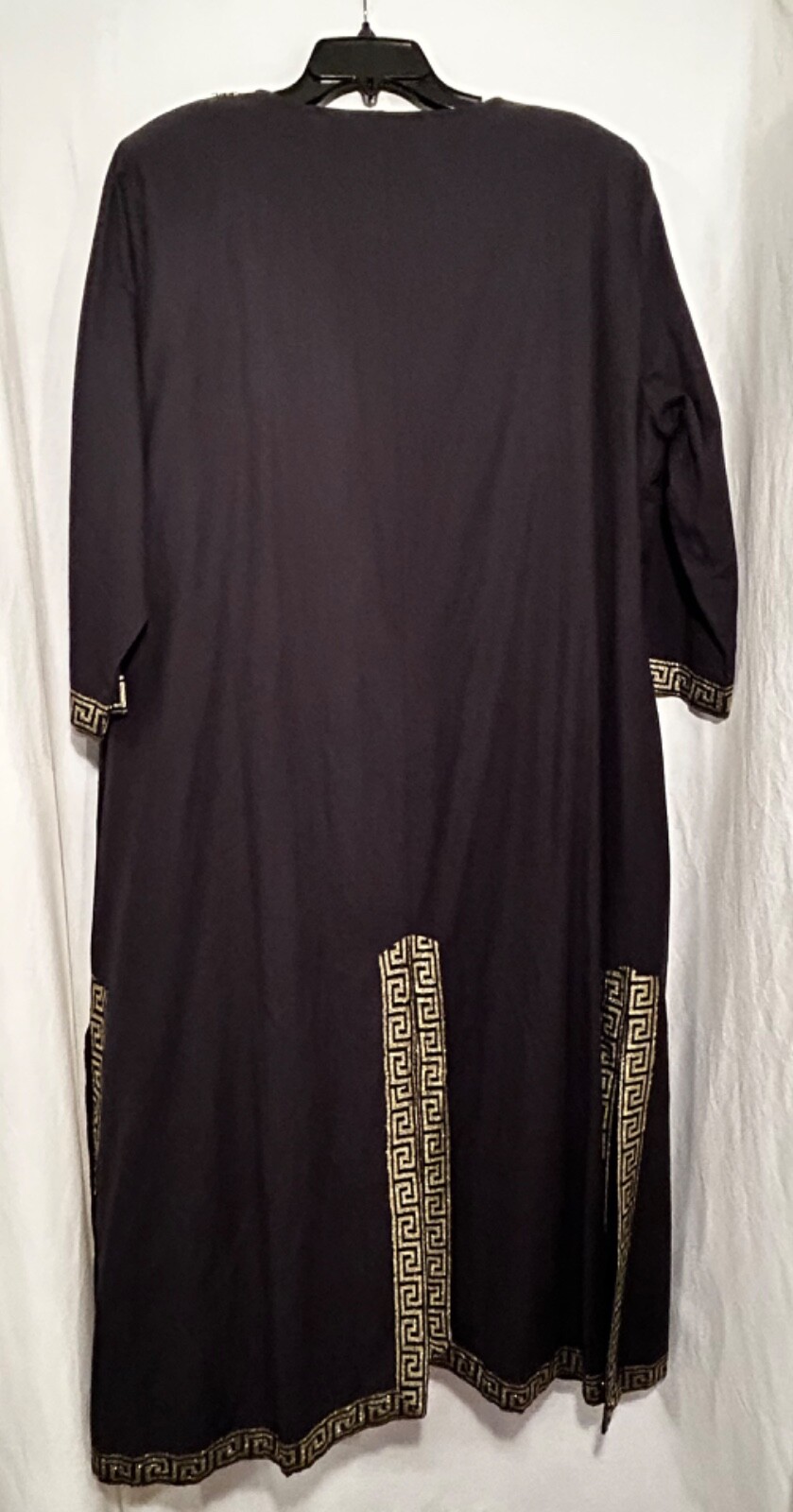 WOMENS ONE SIZE BLACK GOLD 2 PIECE SHERMARKE KAFTAN PULLOVER DRESS