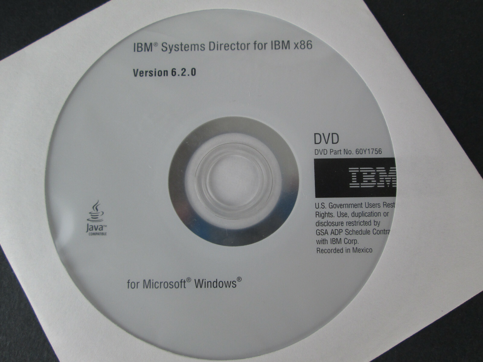 Genuine New IBM Systems Director for IBM x86 Verison 6.2.0 DVD Disk 60Y1756