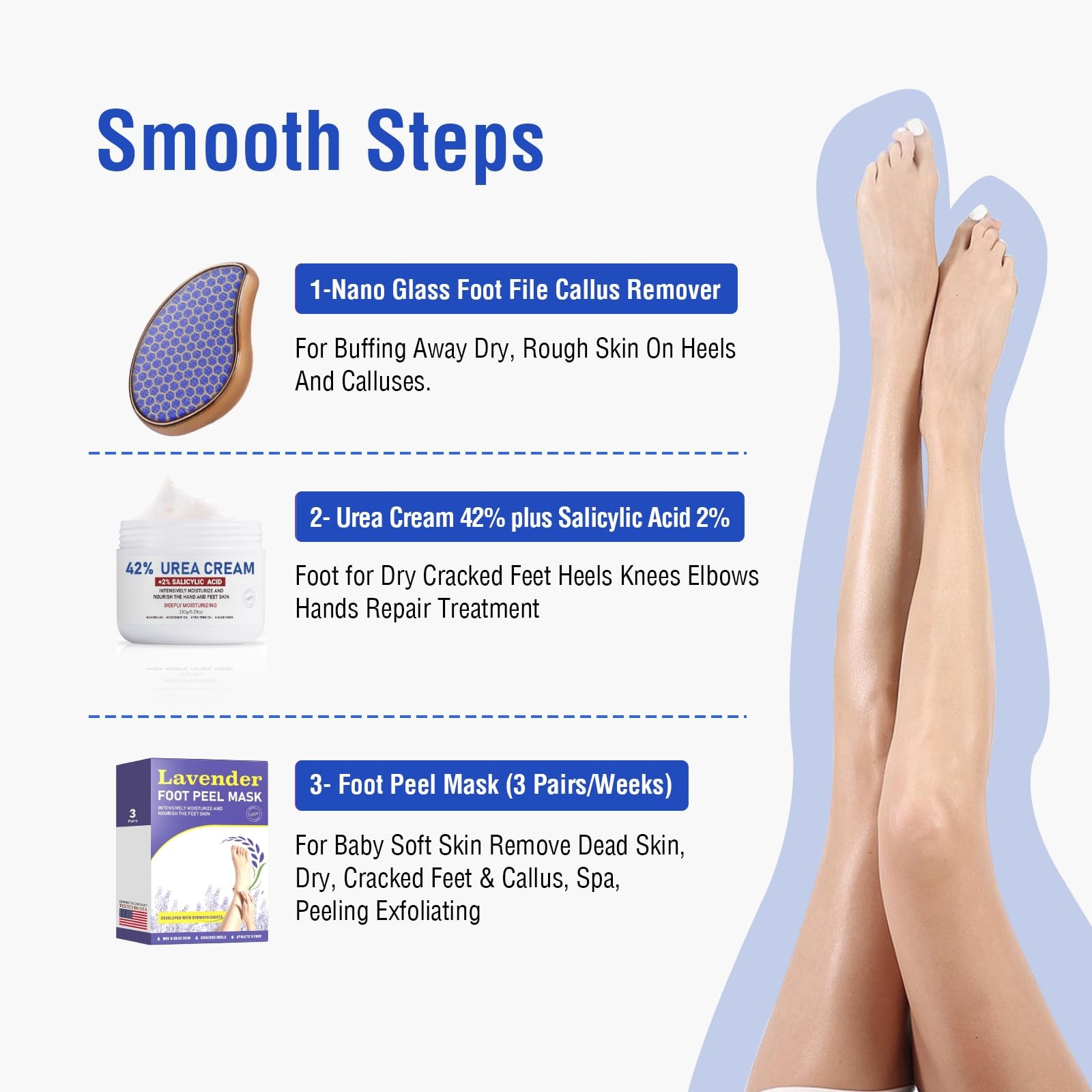 OUKEYA Glass Foot File Callus Remover: Nano 1 Count (Pack of 1), Blue