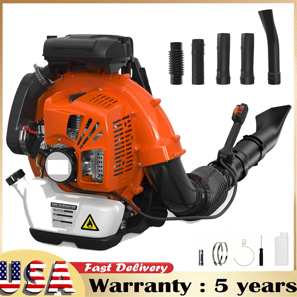 Leaf Blower 75.6cc 2 Stroke Backpack Gas Powered Leaf Blower 847CFM 236 MPH US