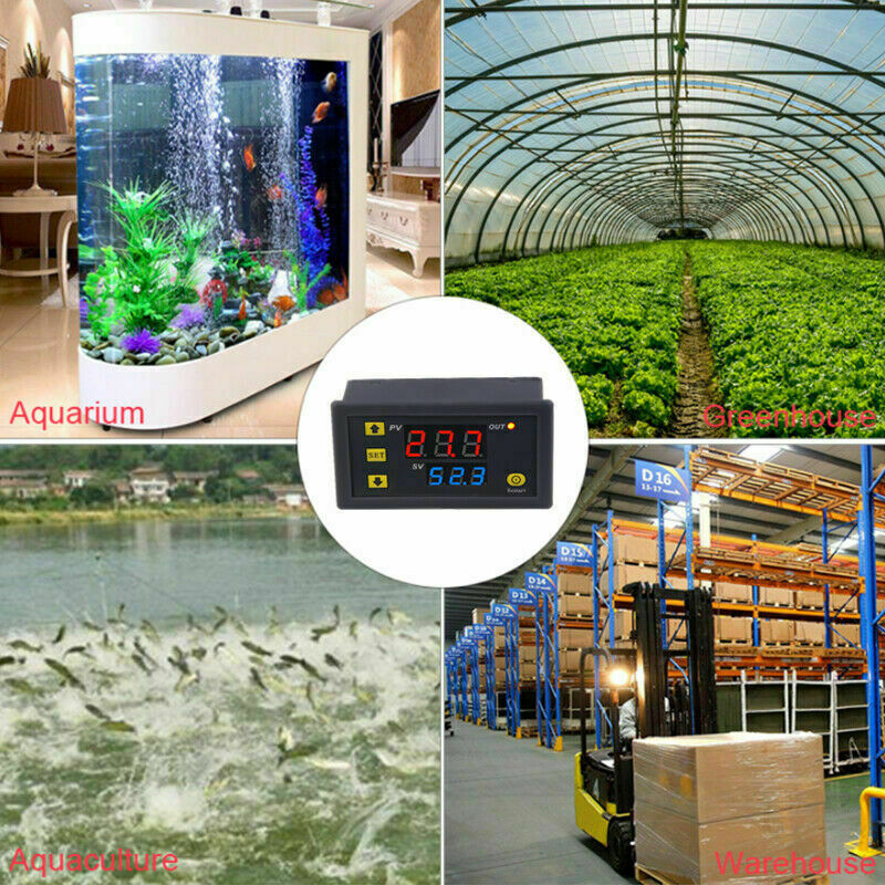 High Precision Digital Temperature Thermostat Controller Red Blue W3230 AC DC