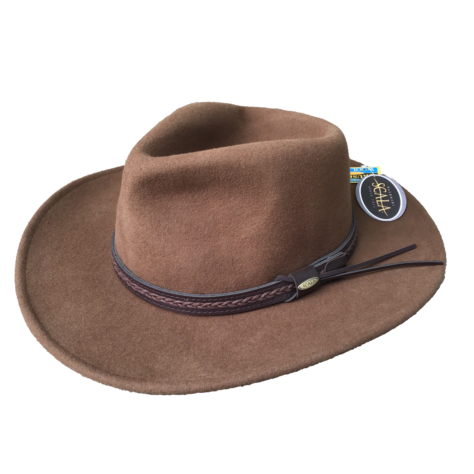 NWT SCALA 100% Wool Felt 4 Seasons Hand Hat Large Brown