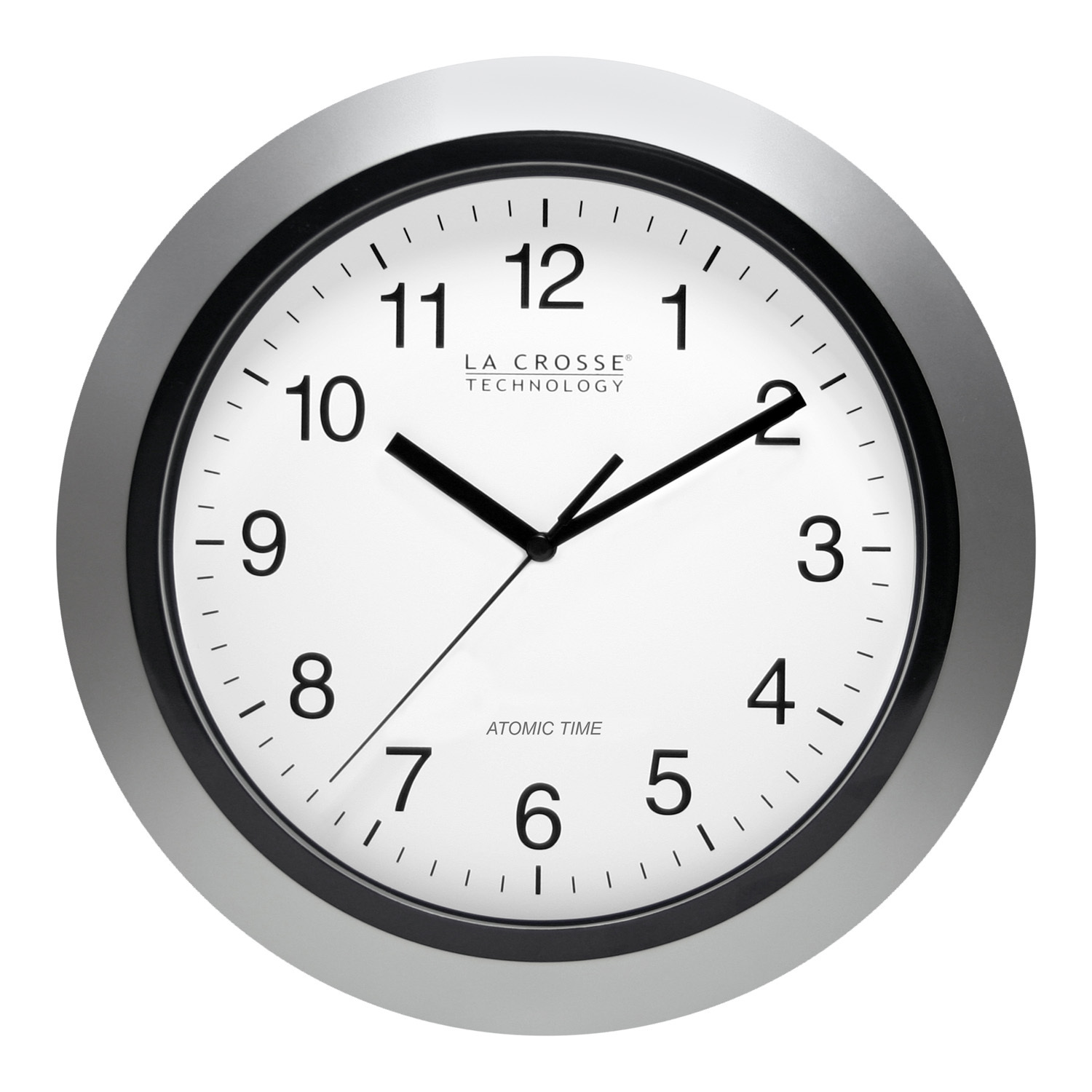 WT-3102S La Crosse Technology 10" Atomic Wall Clock - Silver NIB (Internet Box)