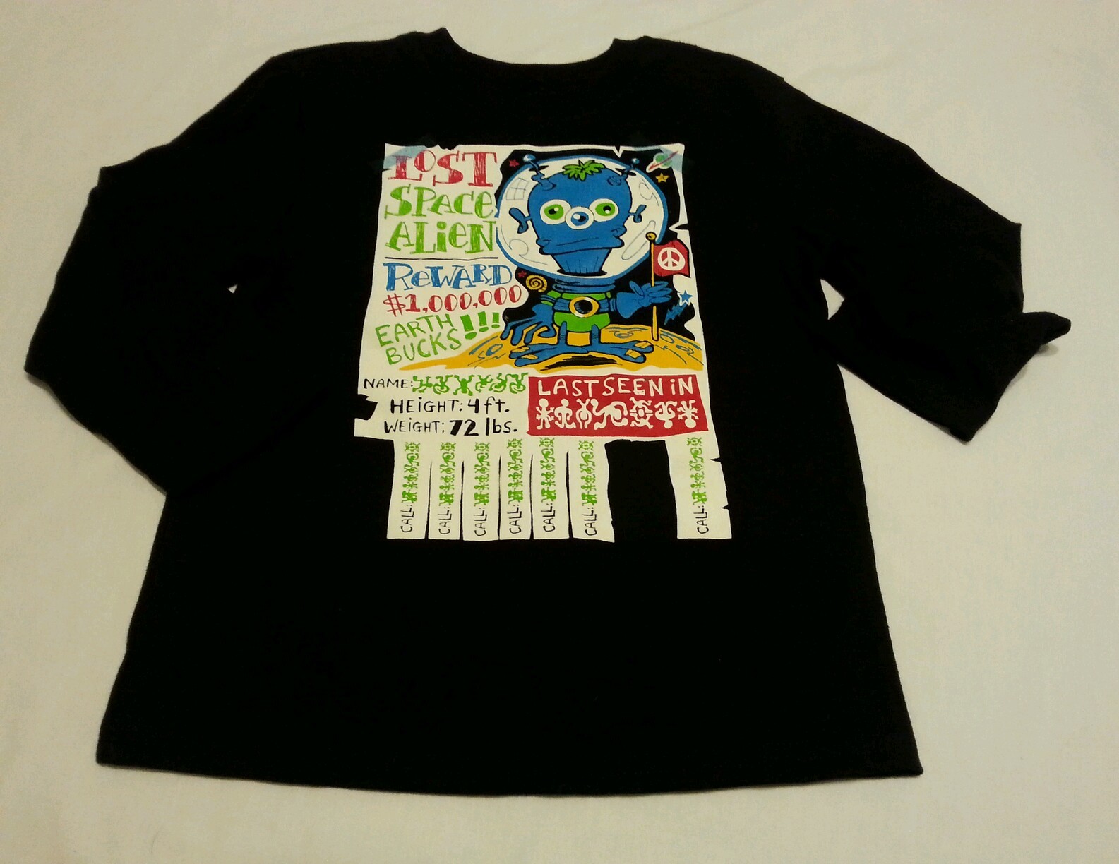 Boys Tee Shirts 4T Black Lost Space Alien