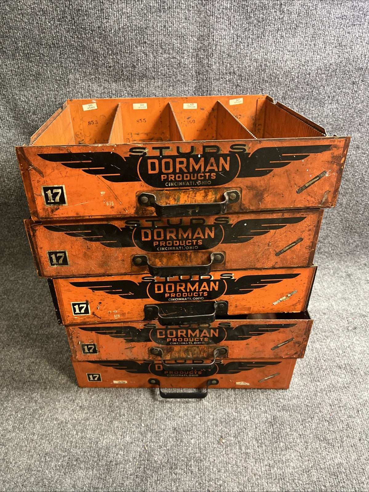 Vintage DORMAN PRODUCTS #17 STUDS Automotive Parts Heavy Steel Drawer USA Made