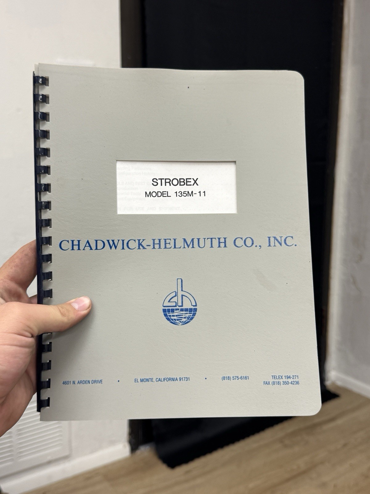 Chadwick Helmuth Strobex 135M-11 Operation Maintenance Instructions Manual 1986