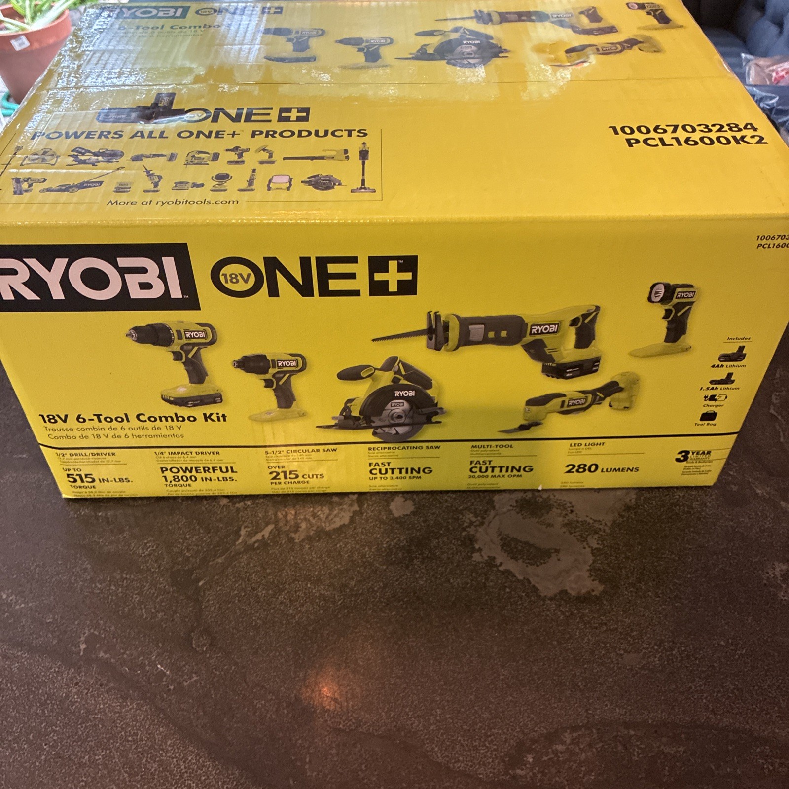 Ryobi ONE+ 18V Cordless 6-Tool Combo Set (PCL1600K2)