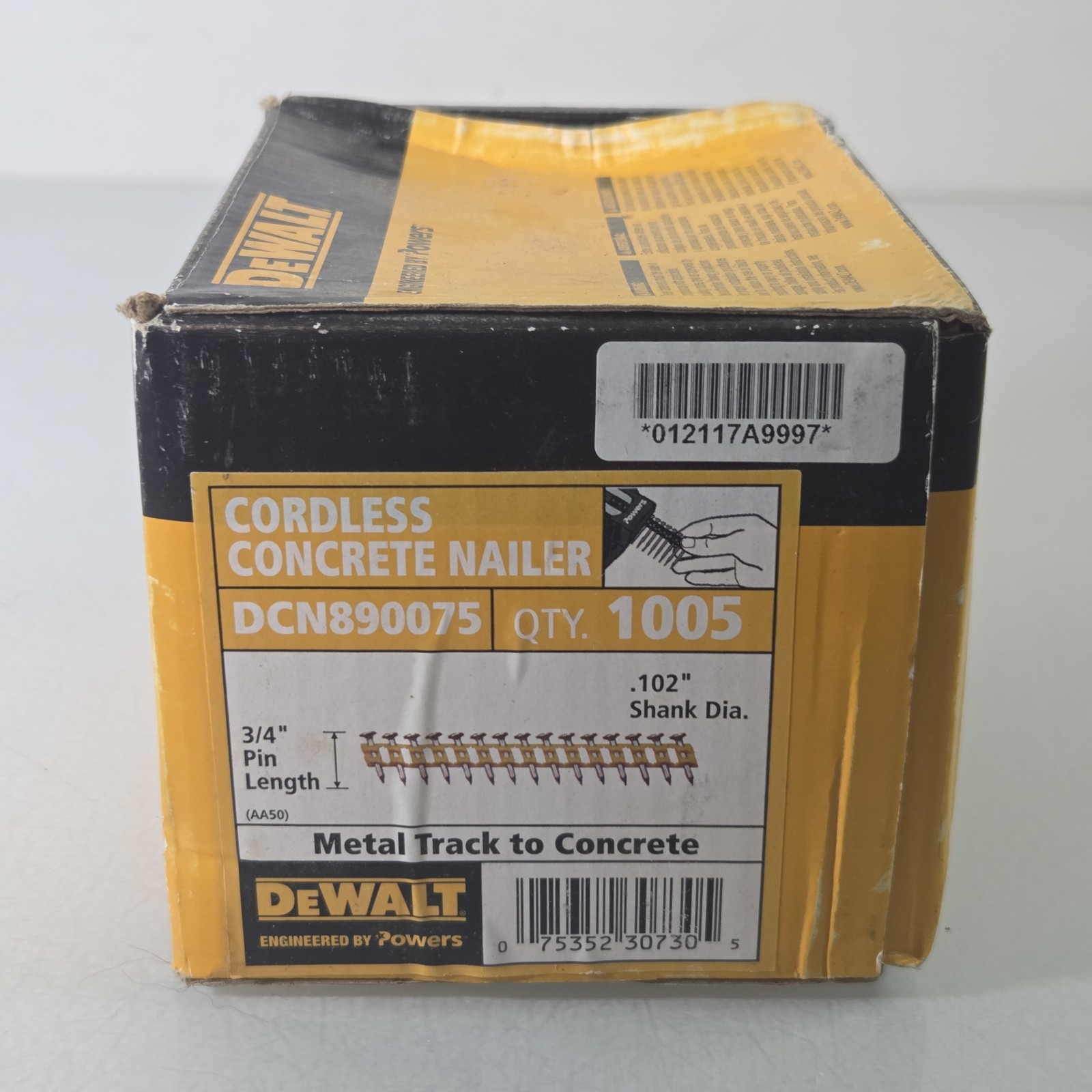 1005x Cordless Concrete Nails 3/4" DeWalt DCN890075 .102" Shank dia.