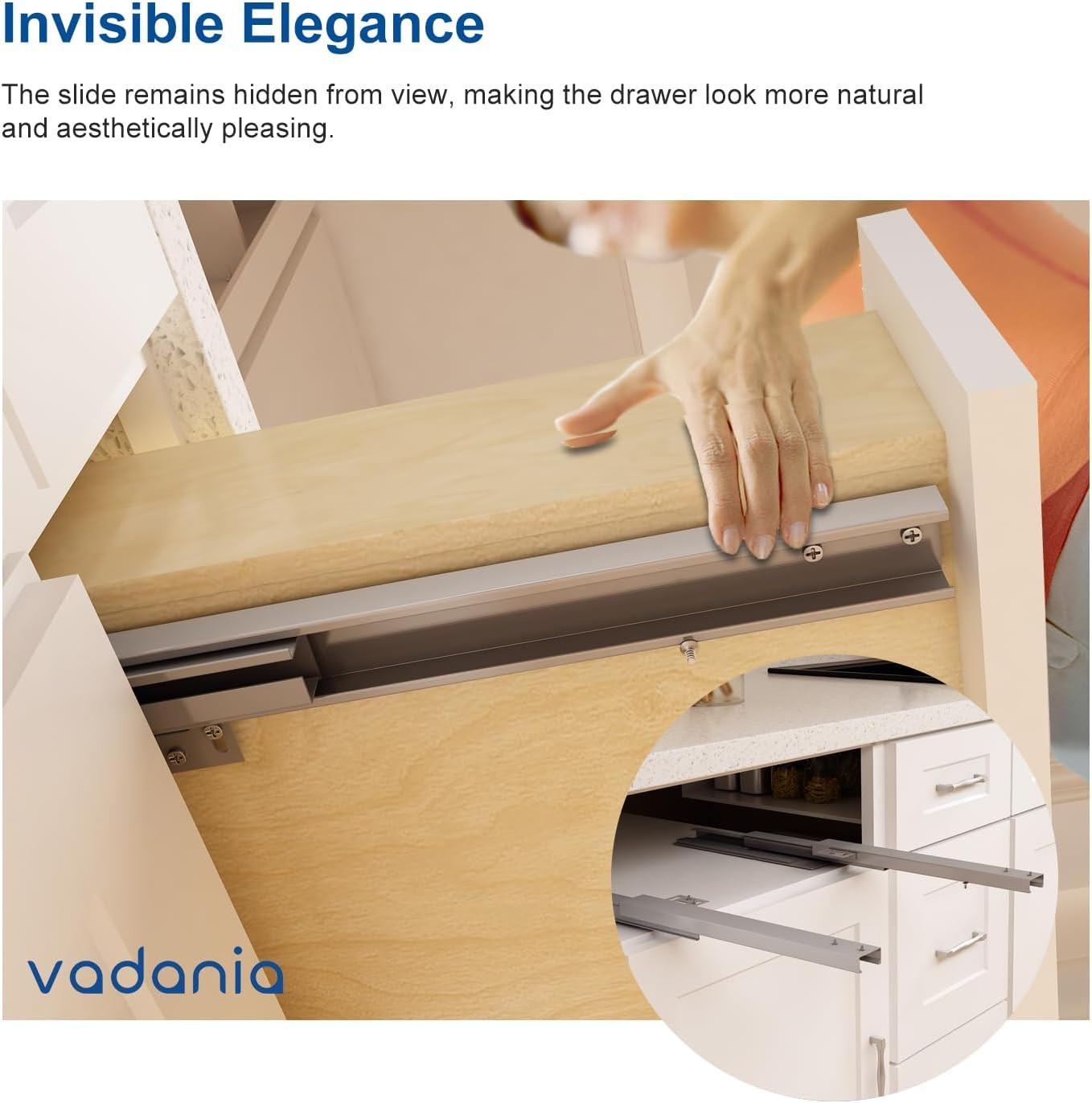 12" Undermount Drawer Slide, Soft Close, Bottom Mounted & Bottom Support, 88 Lb