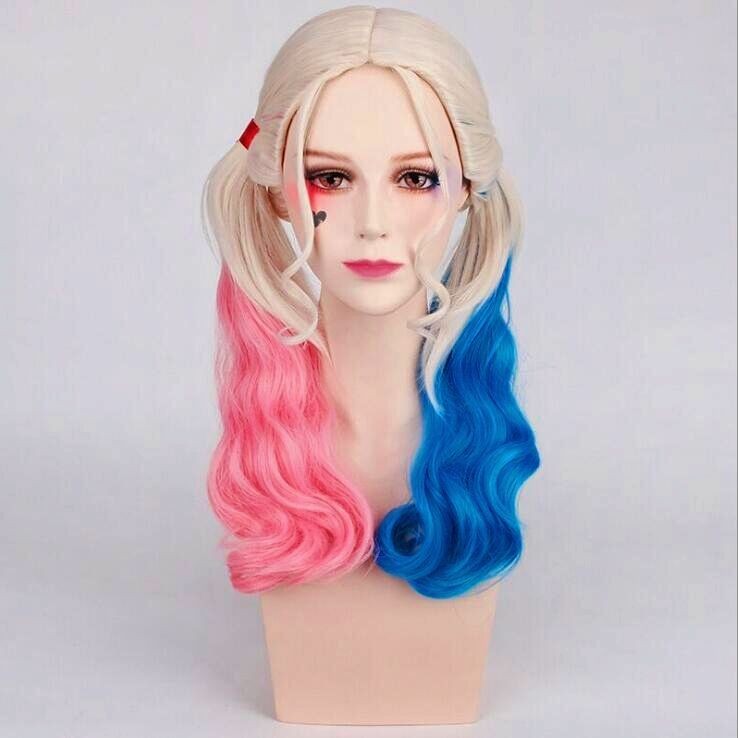 Harley Quinn Cosplay Wig LONG party hair Synthetic Costume Wigs