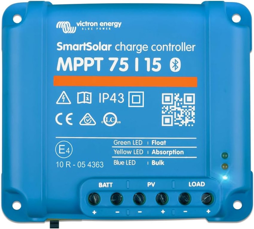 Smartsolar MPPT Solar Charge Controller 75V, 15A, 12/24V | Bluetooth Charge Cont