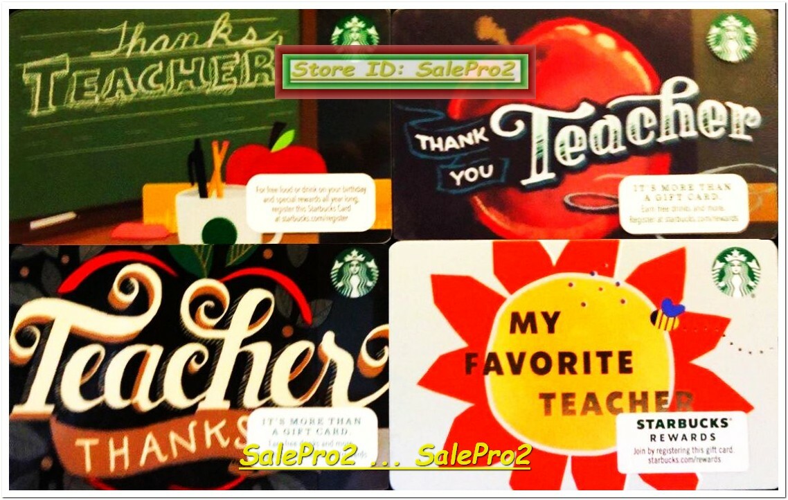 4x STARBUCKS 2012 2013 2014 2019 USA THANK YOU TEACHER COLLECTIBLE GIFT CARD LOT