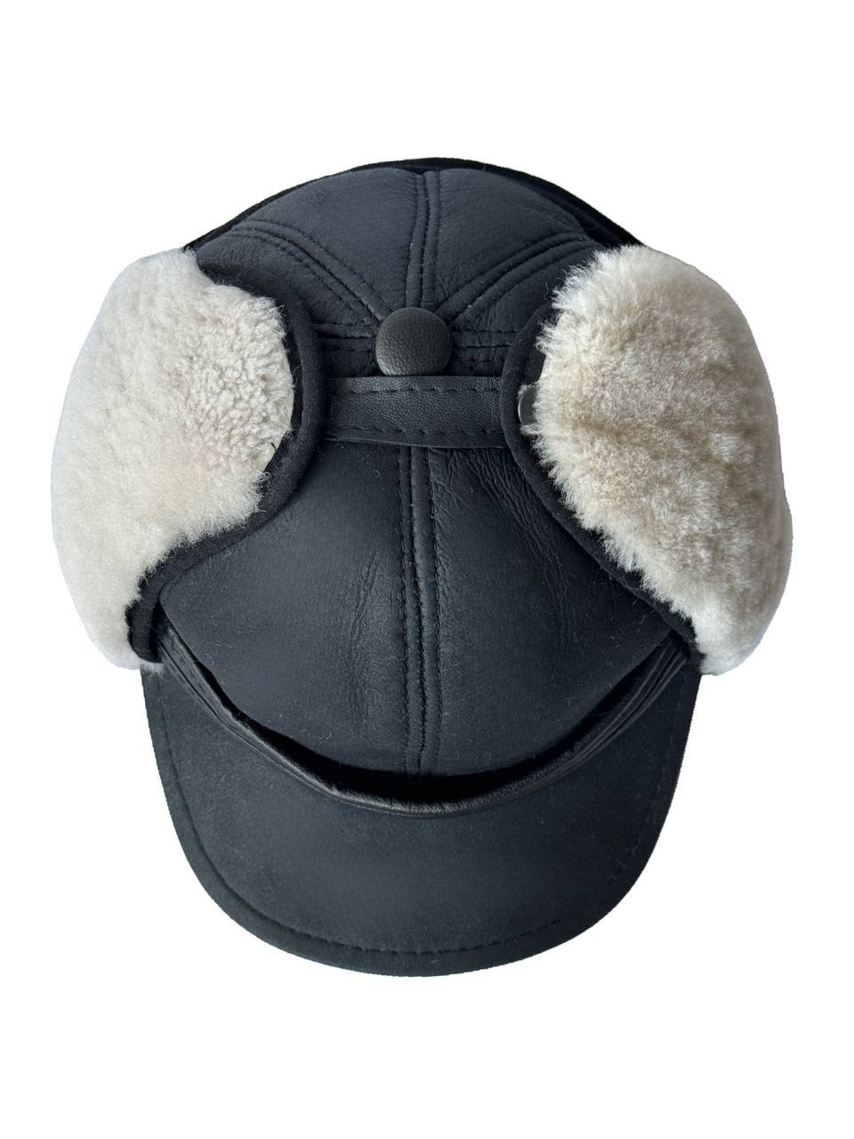 Men's FUR WINTER HAT Sheepskin Shearling LEATHER TRAPPER USHANKA Hat M-XXXL