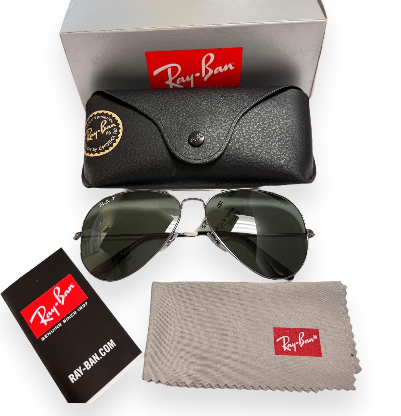 Ray-Ban Aviator Sunglasses RB 3025 004/58 Gunmetal Polarized Glass 62mm w/case