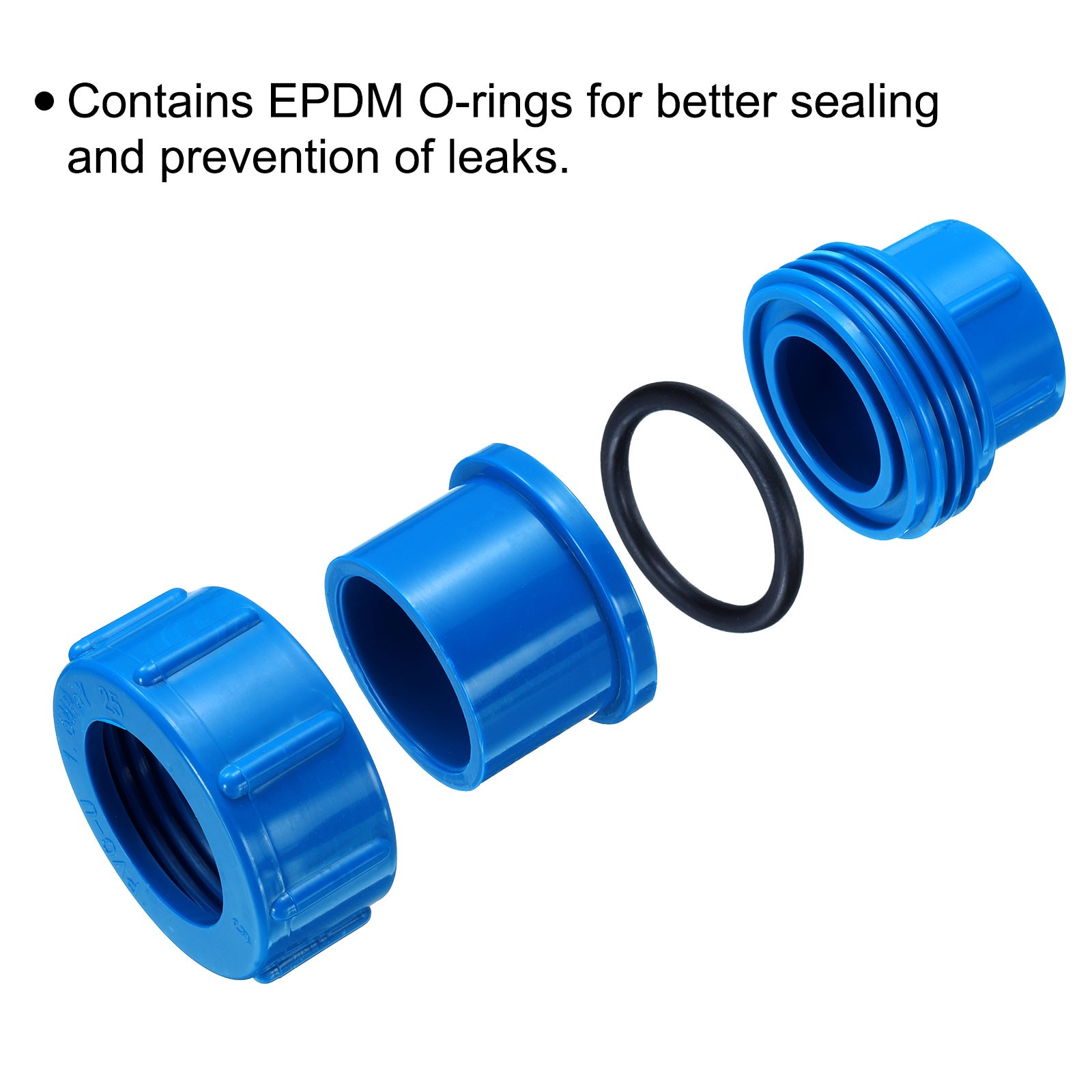2.5" Union PVC Coupling Pipe Fitting Adapter, Blue