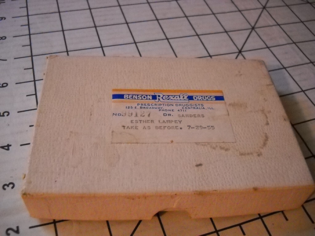 1955 Centralia, Ill Benson Rexall Drugs Box