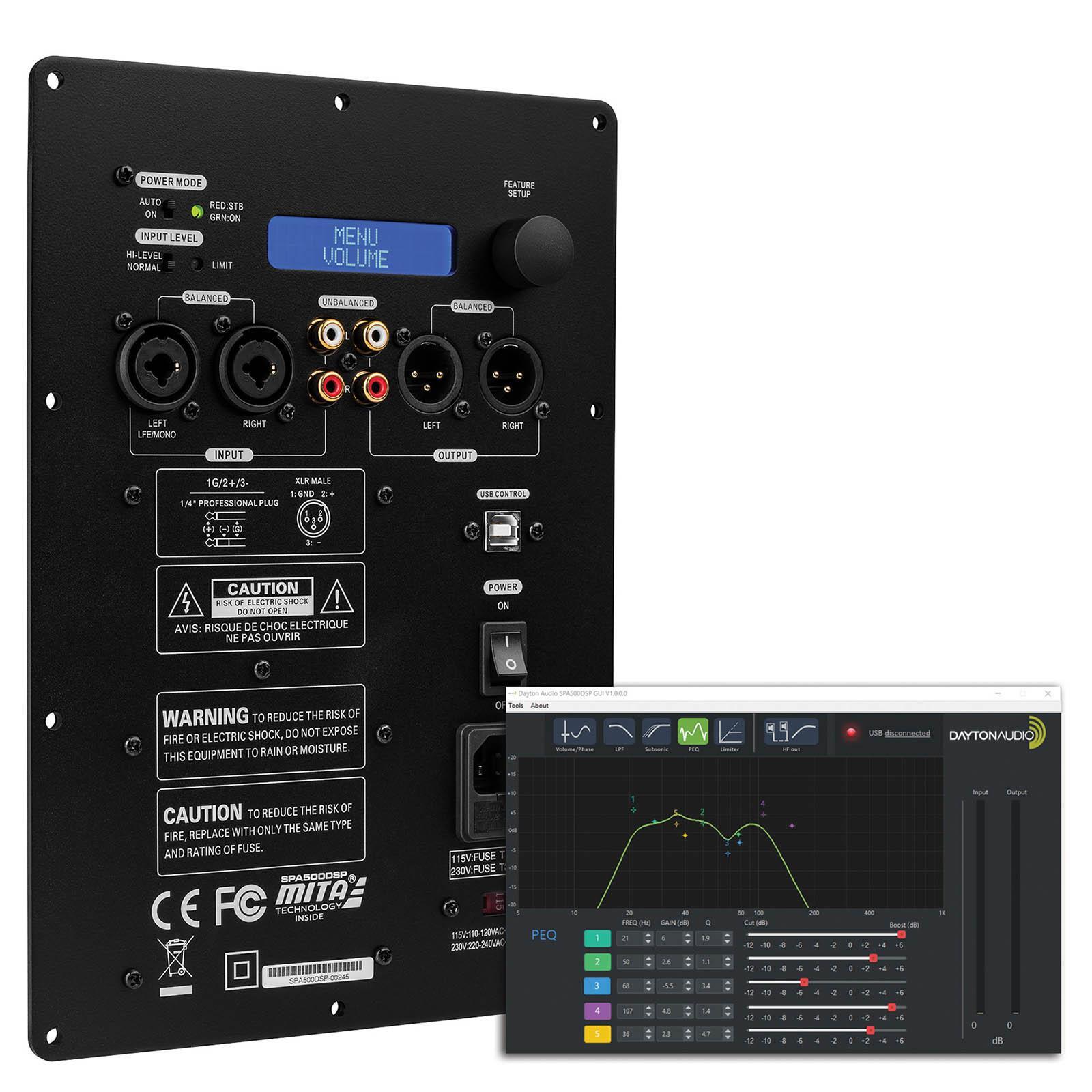 Dayton Audio SPA500DSP 500W Subwoofer Plate Amplifier with DSP