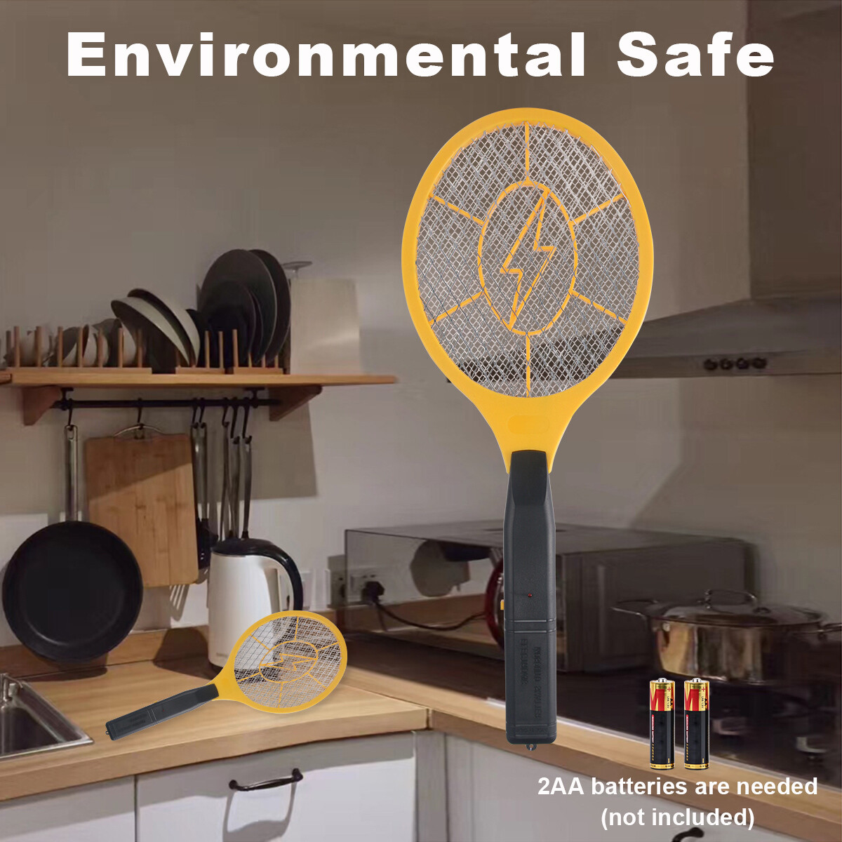 2Pcs Electric Mosquito Fly Swatter Pest Insect Killer Handheld Bug Zapper Racket