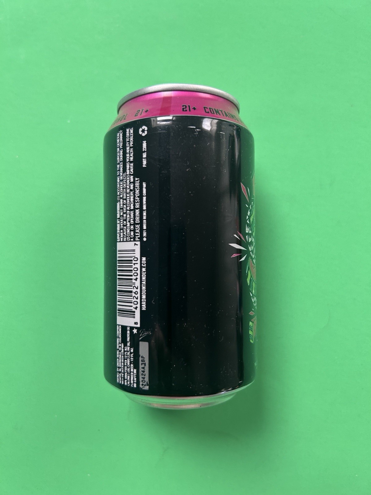 Mountain Dew HARD Watermelon Zero Sugar Empty Bottom Opened 12oz Can
