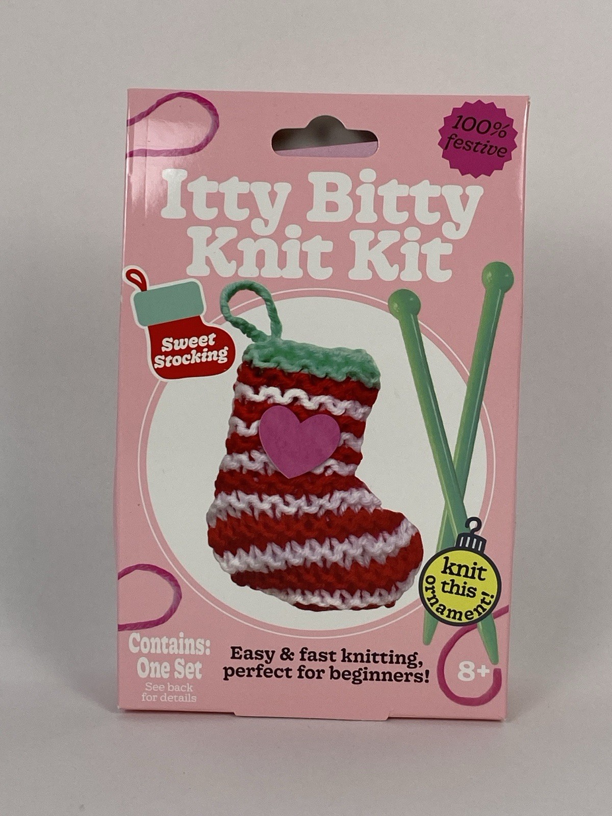 Itty Bitty Knit Kit Sweet Stocking Beginners Knitting Kit NEW