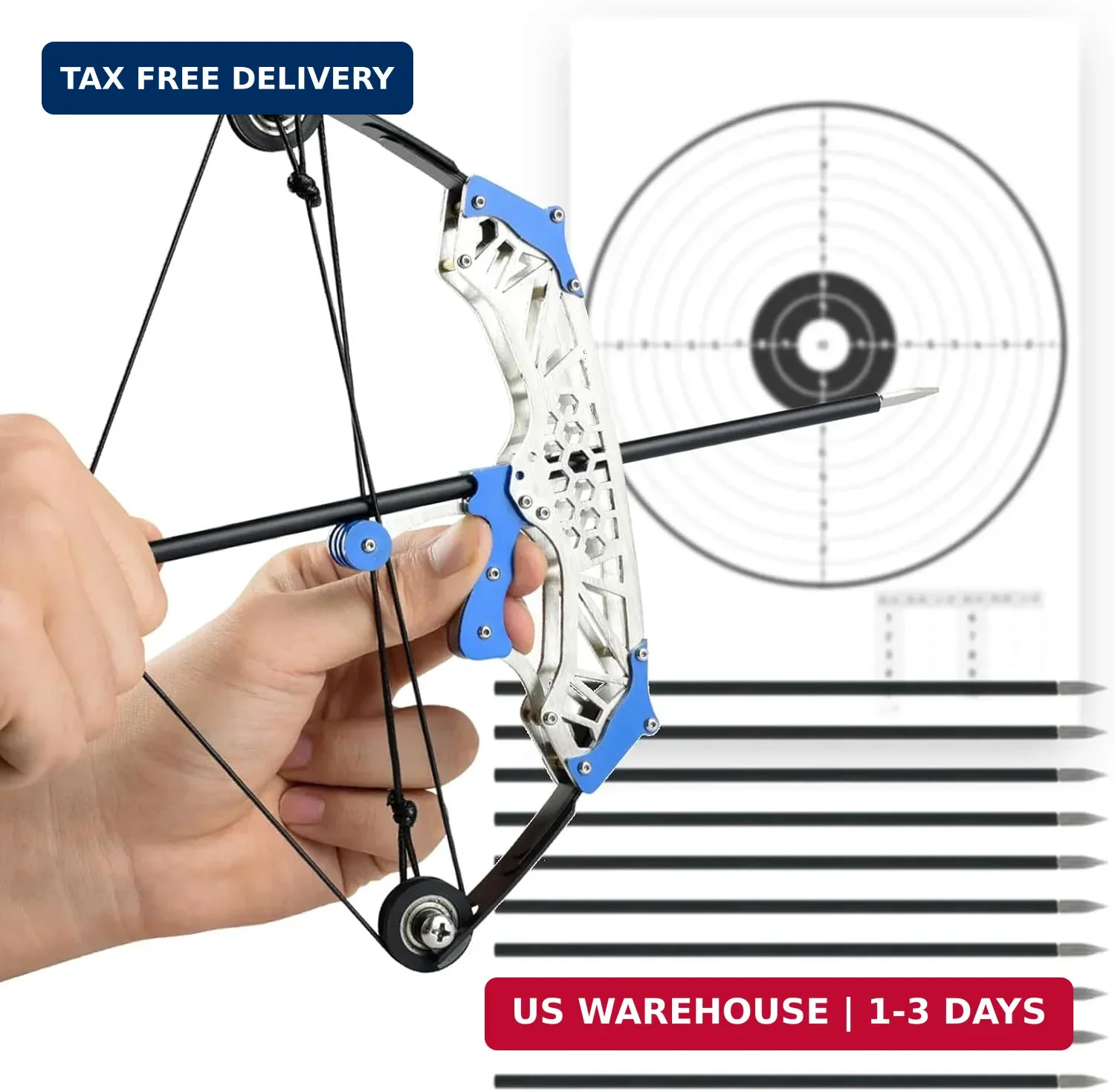 Composite Bow Archery Set with Stainless Steel Bow and Blue Highlights: Tailored