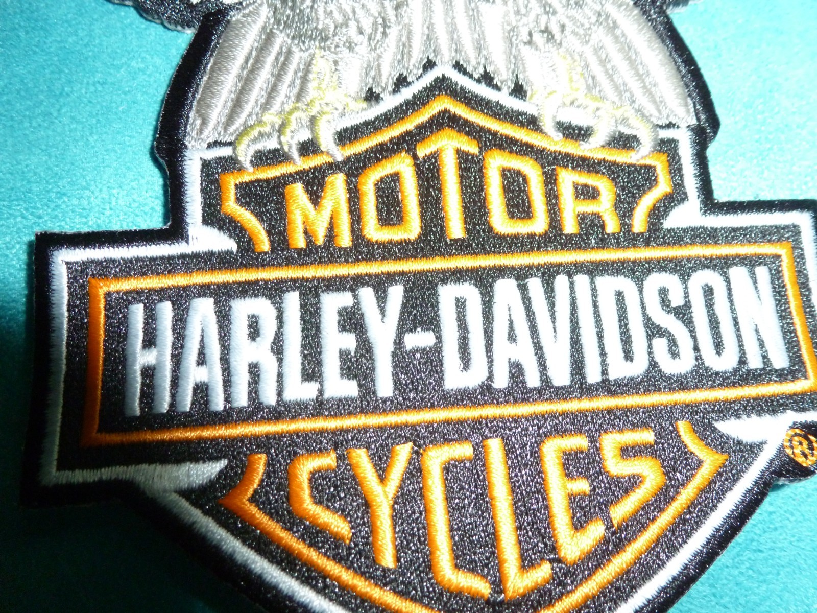 HARLEY DAVIDSON MOTORCYCLE Eagle Winged Large Silver Patch Emblem 10 x 7.5" New